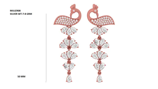 Rose_Gold_Silver_Peacock_Long_Earrings_For_Women_|_925_Pure_Silver