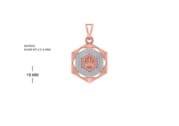 Rose_Gold_Rolex_Hexagon_Silver_Pendant_|_925_Pure_Silver