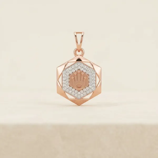 Rose_Gold_Rolex_Hexagon_Silver_Pendant_|_925_Pure_Silver