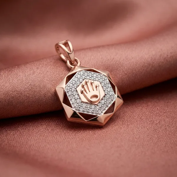 Rose_Gold_Rolex_Hexagon_Silver_Pendant_|_925_Pure_Silver