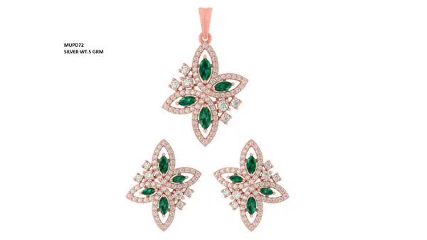 Rose_Gold_Silver_Pendant_And_Earring_Set_For_Women_|_925_Pure_Silver