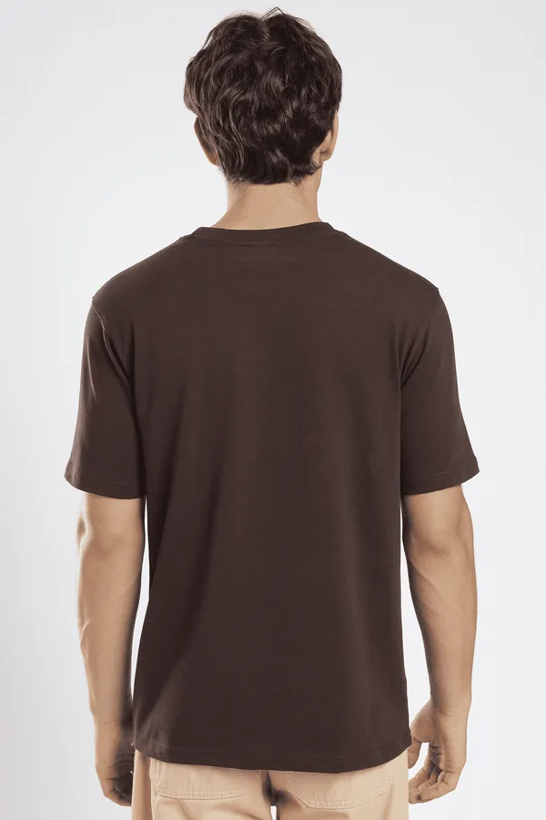 Chocolate_Brown_Cotton_Round_Neck_Reg_Fit_Plain_Tee_For_Men
