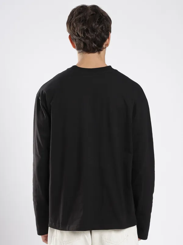 Midnight_Black_Cotton_Long_Sleeve_T_Shirt_For_Men