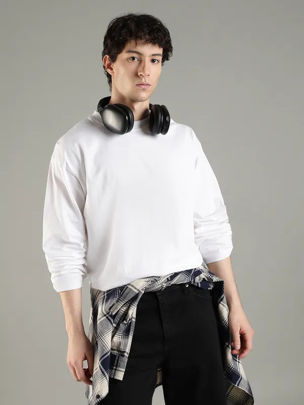 White_Cotton_Long_Sleeve_T_Shirt_For_Men