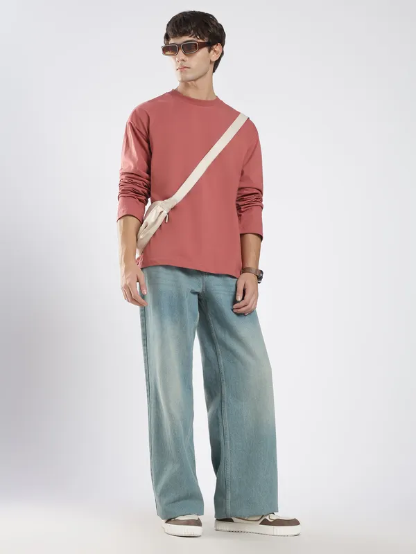 Rose_Gold_Cotton_Long_Sleeve_T_Shirt_For_Men