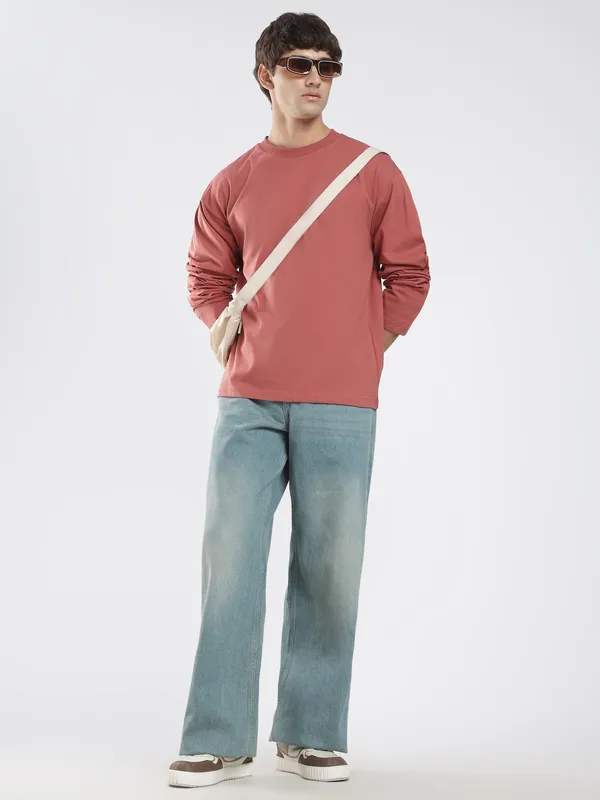 Rose_Gold_Cotton_Long_Sleeve_T_Shirt_For_Men