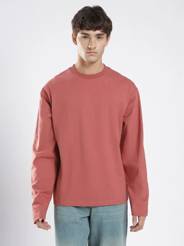 Rose_Gold_Cotton_Long_Sleeve_T_Shirt_For_Men