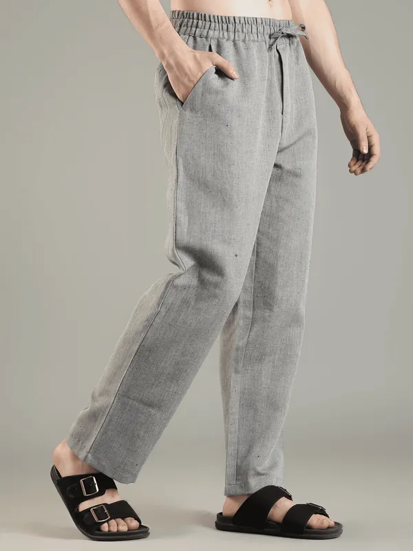 Silver_Grey_Cotton_Linen_Blend_Drawstring_Trousers_For_Men