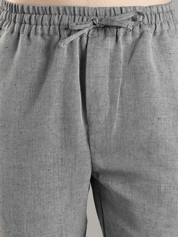 Silver_Grey_Cotton_Linen_Blend_Drawstring_Trousers_For_Men