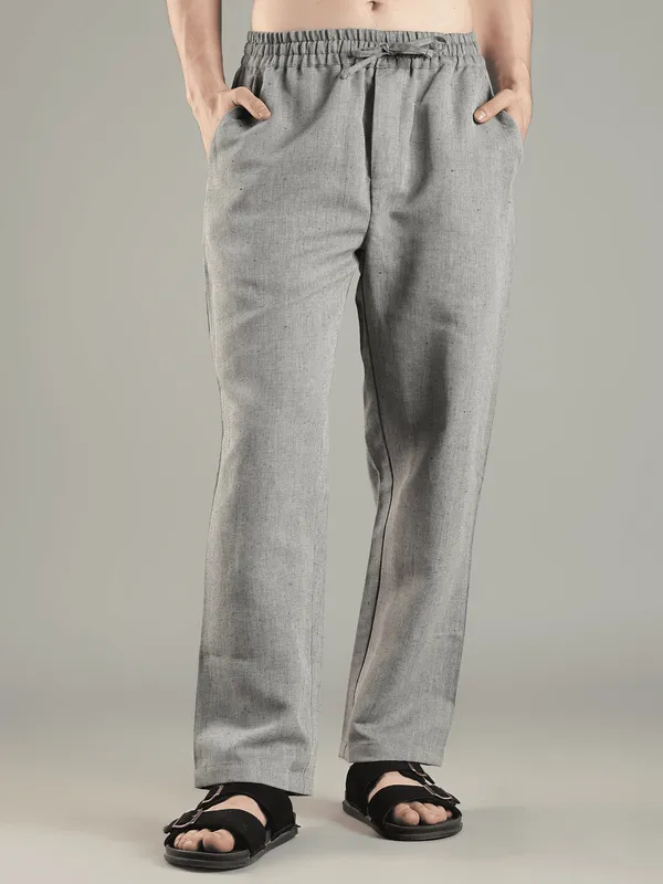 Silver_Grey_Cotton_Linen_Blend_Drawstring_Trousers_For_Men