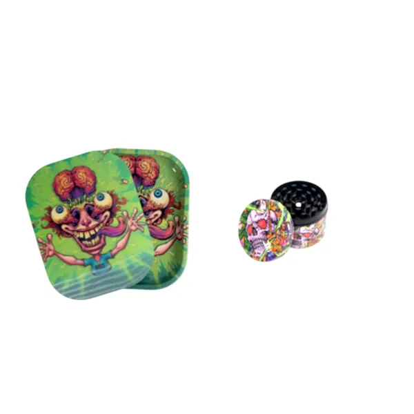 Medium_Size_Metal_Rolling_Tray_With_Magnetic_Lid_And_Classic_Herb_Grinder_Pack_Of_2