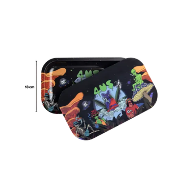 Full_Size_Metal_Rolling_Tray_With_Magnetic_Lid_And_Single_Rise_Grind_Booklet_Alien_Pack_Of_2