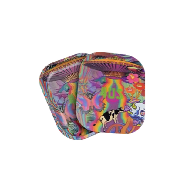 Medium_Size_Metal_Rolling_Tray_With_Magnetic_Lid_And_Single_Rise_Grind_Booklet_Cartoon_Pack_Of_2