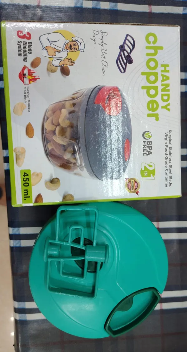 3_Stainless_Steel_Blade_Powerful_Mini_Green_Handi_Quick_450_Ml_Vegetable_&_fruit_chopper