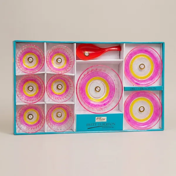 White_And_Pink_Glass_And_Opalware_Marvella_Pudding_Set_And_Ceramic_And_Melamine_Sweet_Tradition_For_Dinnerware_(Combo_Set_of-2))