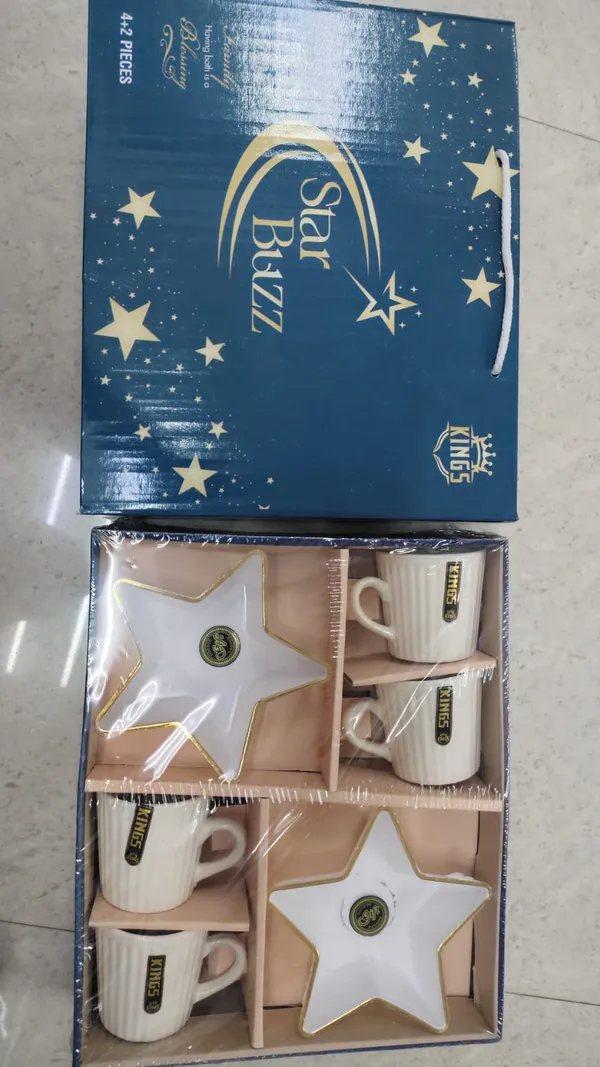 White_Ceramic_Premium_Star_Buzz_Coffee_Set_(Pack_of_6)