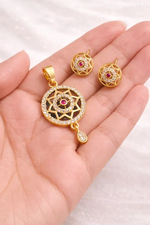 American_Diamond_And_Gold_Plated_Metal_Pendant_For_Women