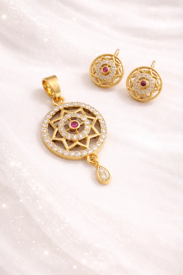 American_Diamond_And_Gold_Plated_Metal_Pendant_For_Women
