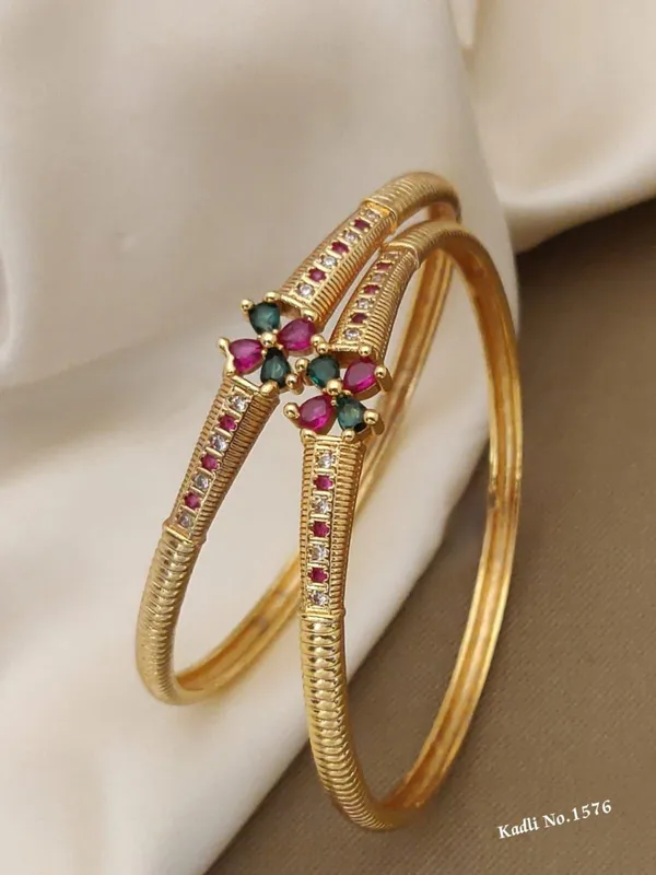 Gold_Toned_Metal_With_Gemstones_Bangles_For_Women