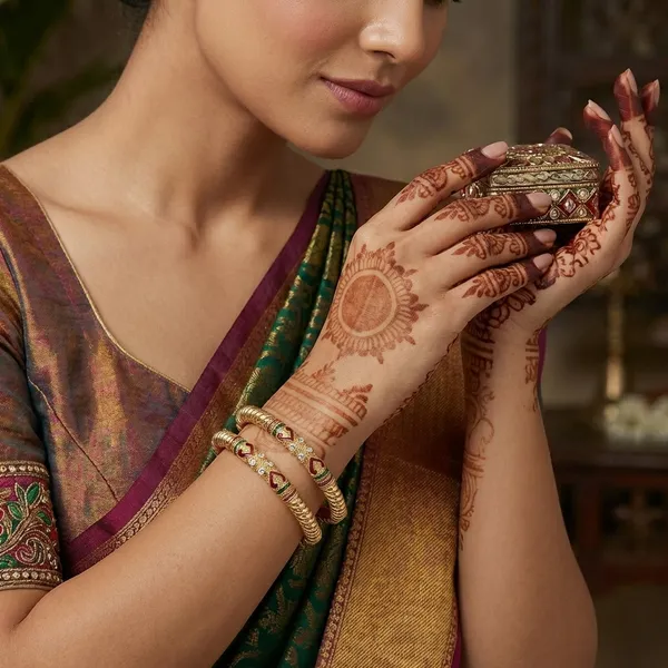 Gold_Metal_With_Enamel_And_Stone/Crystal_Accents_Bangles_For_Women