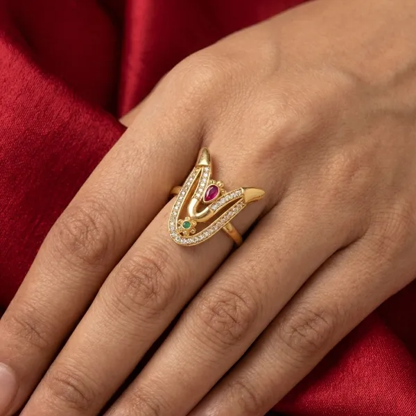 Gold_Plated_Metal_With_American_Diamond,_Ruby,_And_Emerald_Stones_Ring_For_Women