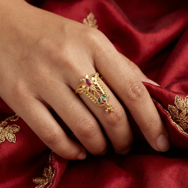 Gold_Antique_Gold_With_Colorful_Stones_Ring_For_Women