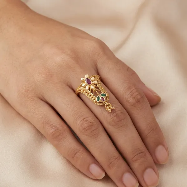 Gold_Antique_Gold_With_Colorful_Stones_Ring_For_Women
