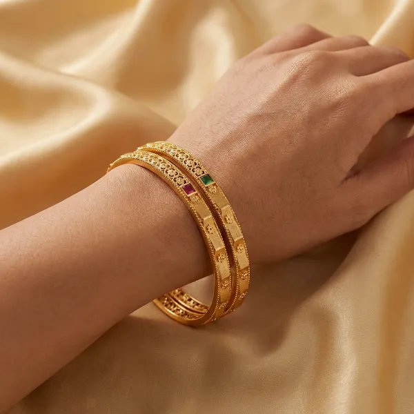 Gold_Plated_Metal_Bangles_For_Women