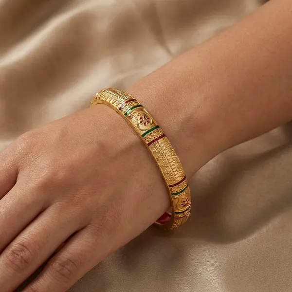 Gold_Plated_Metal_With_Enamel_Bangles_For_Women