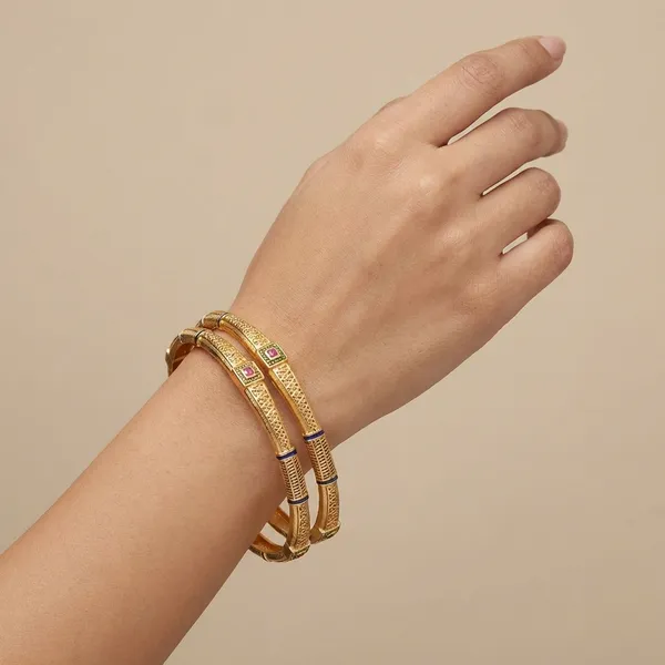 Gold_Metal_With_Enamel_Work_Bangles_For_Women
