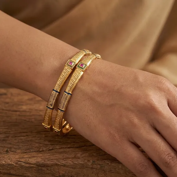 Gold_Metal_With_Enamel_Work_Bangles_For_Women
