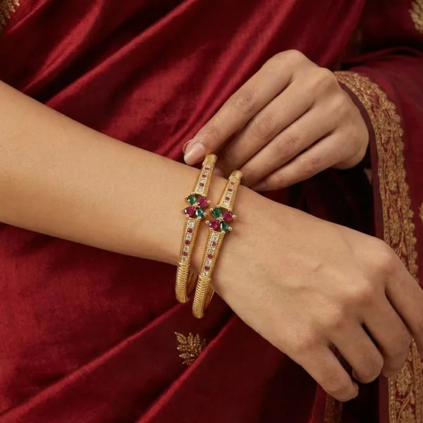 Gold_Toned_Metal_With_Gemstones_Bangles_For_Women