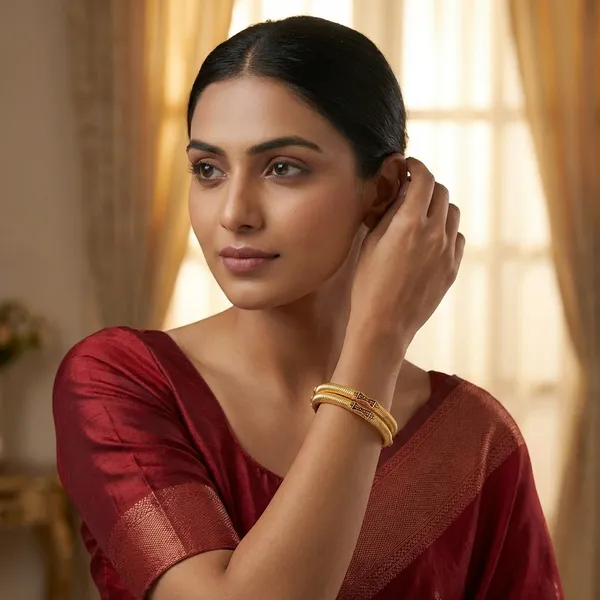Gold_Metal_With_Enamel_Bangles_For_Women(Set_of_2/4)