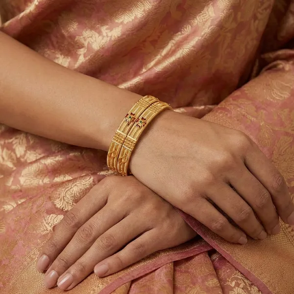 Gold_Plated_Metal_With_Enamel_Bangles_For_Women