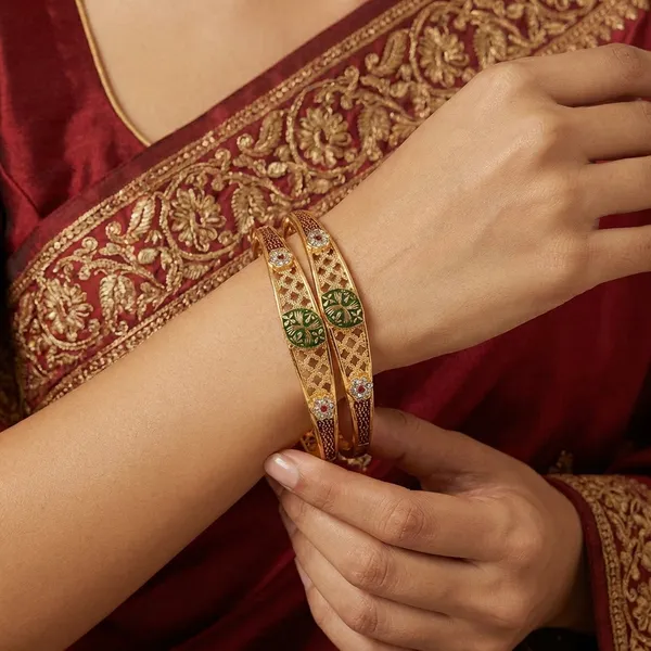 Gold_Plated_Metal_With_Meenakari_Enamel_Work_Bangles_For_Women