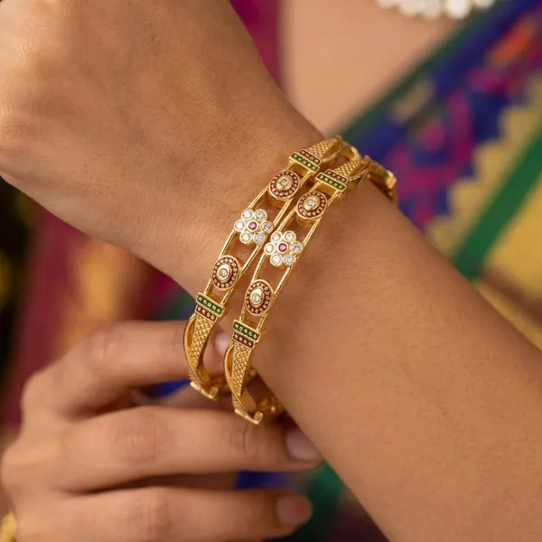 Gold_Metal_With_Meenakari_Enamel_Work_Bangles_For_Women