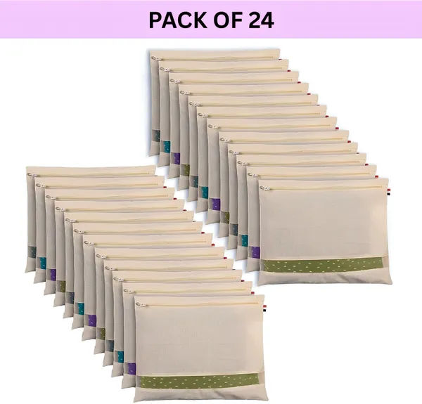 Pack_24_Cotton_Saree_Bags_With_Zipper_For_Storage_I_Large_Size_Single_(16_X_14_Inches),_Ideal_For_Clothes_And_Wardrobe_Organization_With_Transparent_Mesh_Window_(Pack_Of_24)