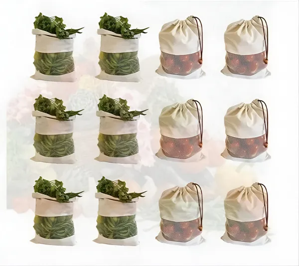 Set_Of_12_Cotton_Muslin_Reusable_Fridge_Storage_Bags_For_Vegetables_And_Multipurpose,_Washable,_Drawstring_And_Eco_Friendly_Bags