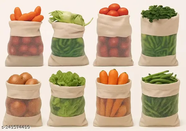 Set_Of_12_Cotton_Muslin_Reusable_Fridge_Storage_Bags_For_Vegetables_And_Multipurpose,_Washable,_Drawstring_And_Eco_Friendly_Bags