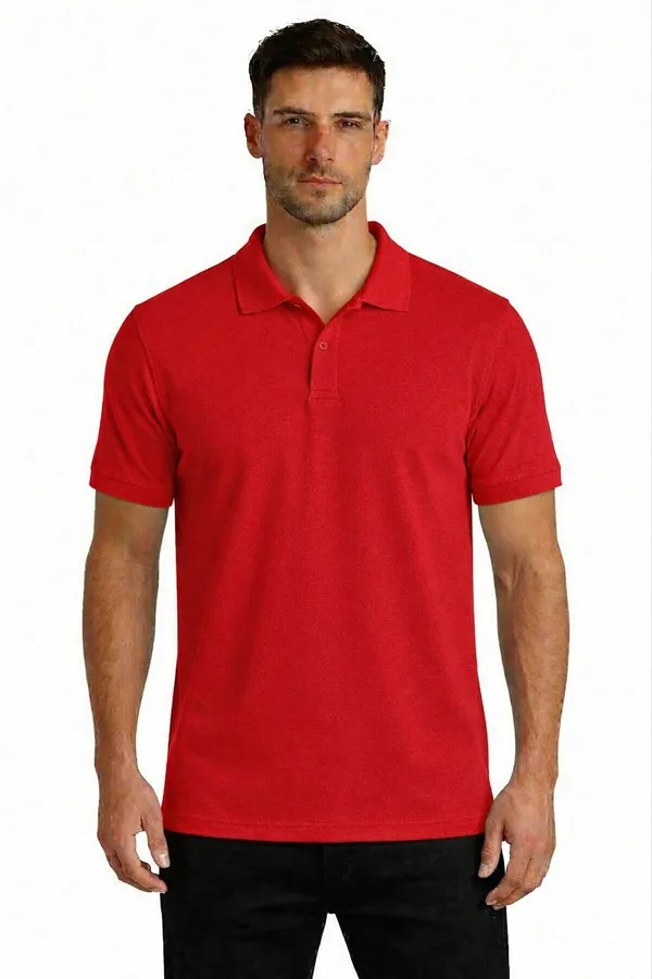 Red_Matty_Cotton_Polo_Collar_T-Shirt_For_Men
