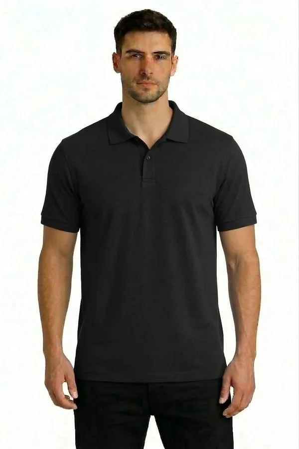 Black_Matty_Cotton_Polo_Collar_T-Shirt_For_Men