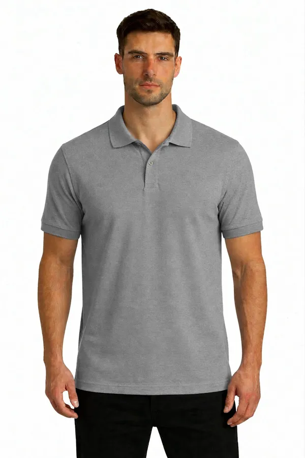 Grey_Matty_Cotton_Polo_Collar_T-Shirt_For_Men