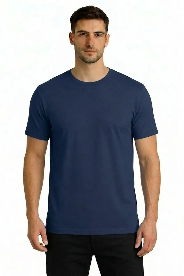 Navy_Blue_Cotton_Blend_220_Gsm_Regular_Fit_T-Shirt_For_Unisex