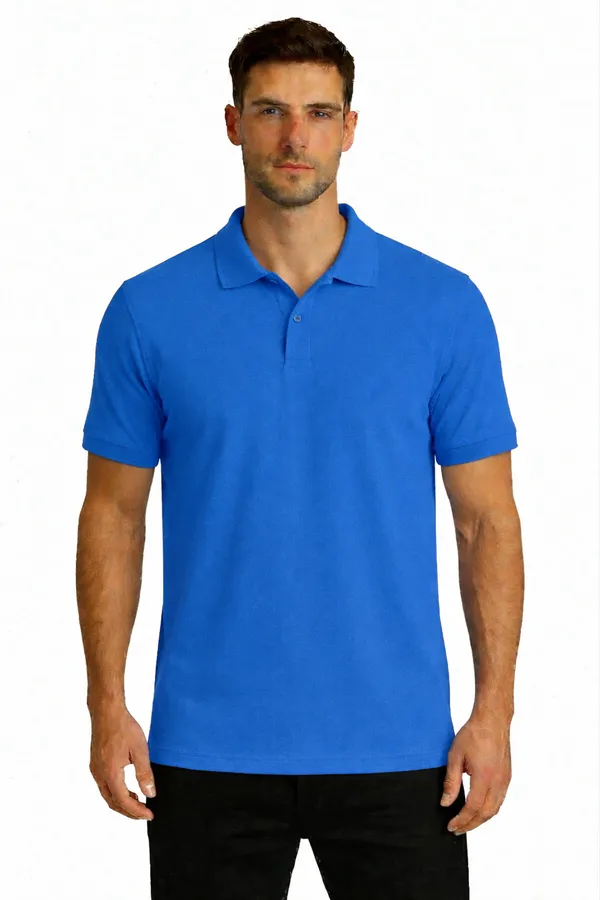 Blue_Matty_Cotton_Polo_Collar_T-Shirt_For_Men