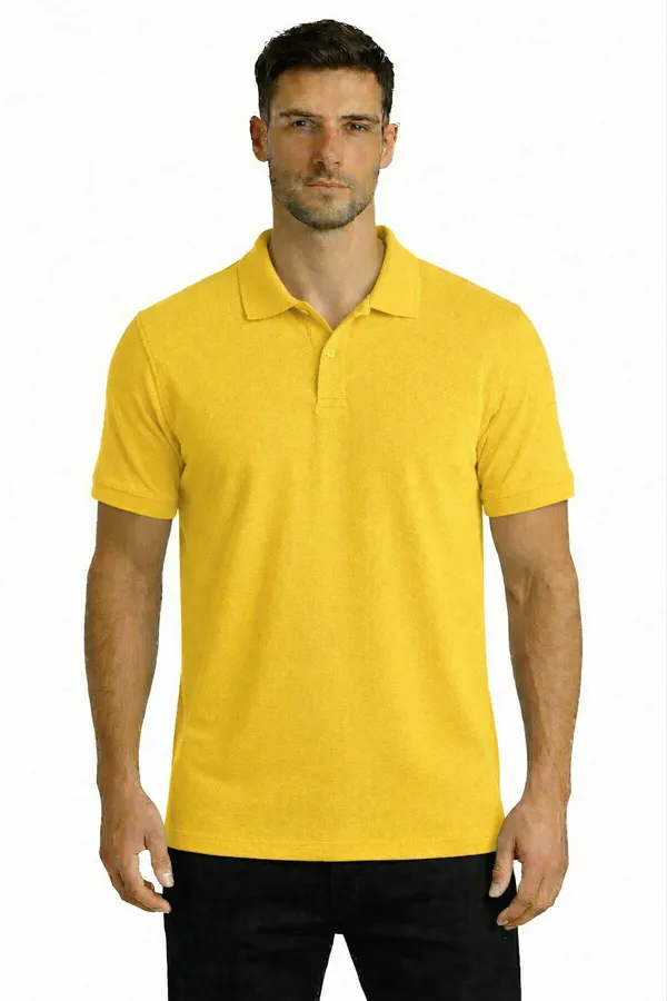 Yellow_Matty_Cotton_Polo_Collar_T-Shirt_For_Men