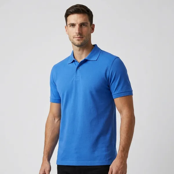 Blue_Matty_Cotton_Polo_Collar_T-Shirt_For_Men