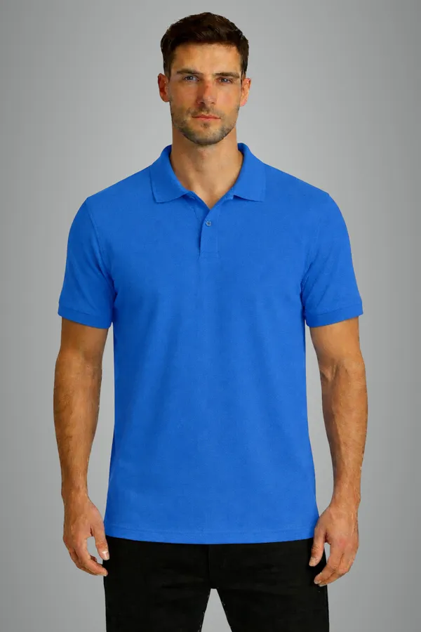 Blue_Matty_Cotton_Polo_Collar_T-Shirt_For_Men
