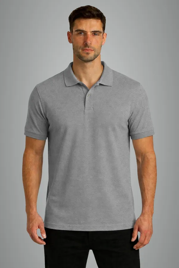 Grey_Matty_Cotton_Polo_Collar_T-Shirt_For_Men