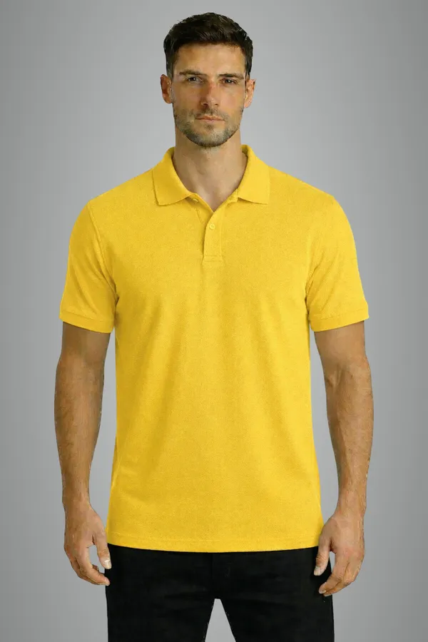 Yellow_Matty_Cotton_Polo_Collar_T-Shirt_For_Men