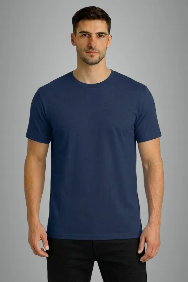 Navy_Blue_Cotton_Blend_220_Gsm_Regular_Fit_T-Shirt_For_Unisex